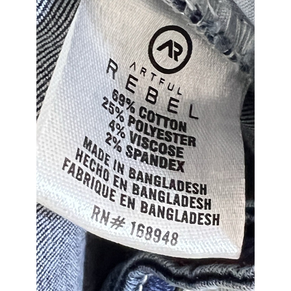 Artful Rebel Mens Slim Straight Leg Jeans Medium Wash Blue Denim 36W 30L NEW - Picture 16 of 16